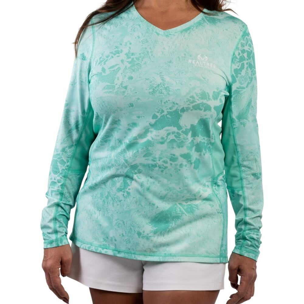 Realtree Wav3 Long Sleeve Performance Fishing Shirt UPF 30+ Mesh Mint XXL